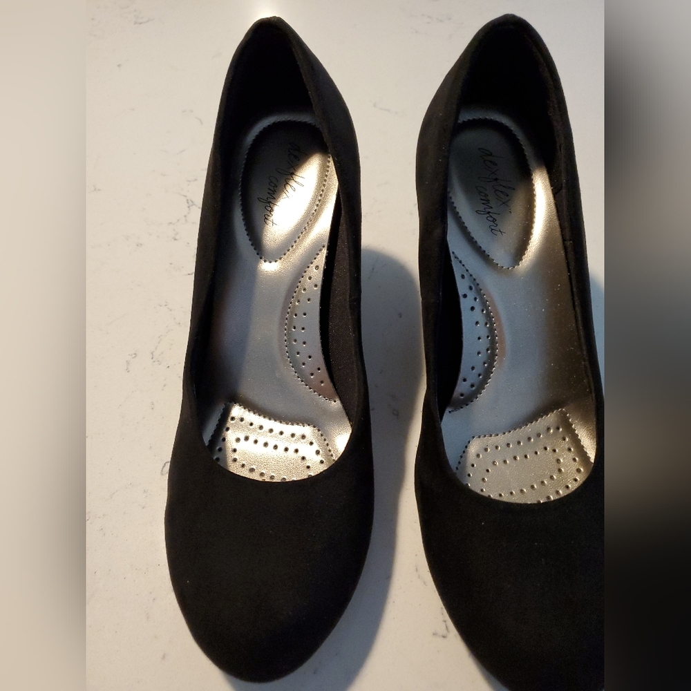 Delflex Comfort Faux Black Suede Wedges Size 7.5 BN W/O Box